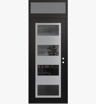 Diamond C2 36" x 96" black/black mirrored Glass Panel stainless steel LHI with Transom frosted Glass