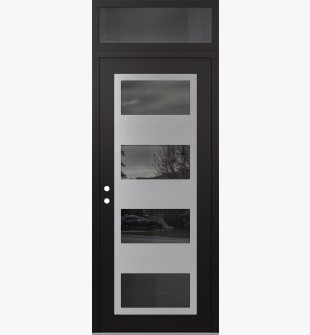 Diamond C2 36" x 96" black/black mirrored Glass Panel stainless steel RHI with Transom mirrored Glass