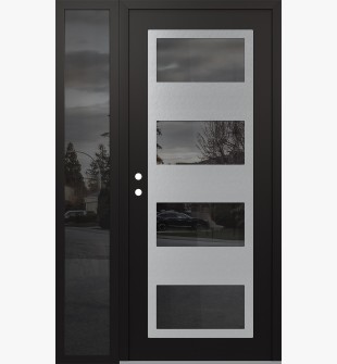 Diamond C2 50" x 80" black/black mirrored Glass Panel stainless steel RHI with Sidelite mirrored Glass