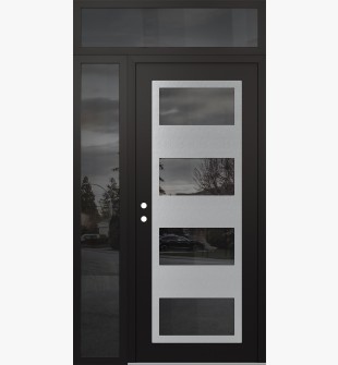 Diamond C2 48" x 96" black/black mirrored Glass Panel stainless steel RHI with Sidelite and Transom mirrored Glass