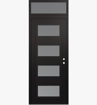 Diamond C2 36" x 96" black/white frosted Glass Panel black LHI with Transom frosted Glass