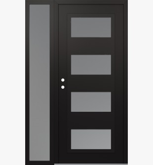 Diamond C2 48" x 80" black/white frosted Glass Panel black RHI with Sidelite frosted Glass