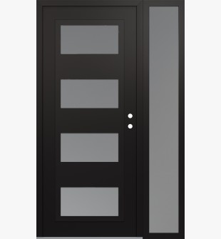 Diamond C2 48" x 80" black/white frosted Glass Panel black LHI with Sidelite frosted Glass