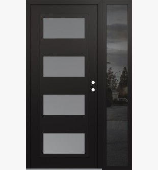 Diamond C2 48" x 80" black/white frosted Glass Panel black LHI with Sidelite mirrored Glass