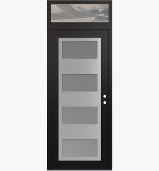 Diamond C2 36" x 96" black/white frosted Glass Panel stainless steel LHI with Transom clear Glass