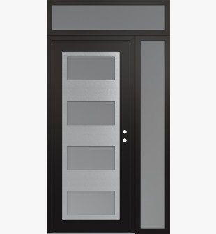 Diamond C2 48" x 96" black/white frosted Glass Panel stainless steel LHI with Sidelite and Transom frosted Glass