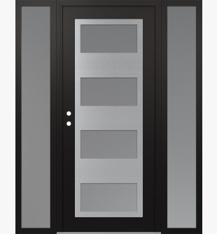 Diamond C2 60" x 80" black/white frosted Glass Panel stainless steel RHI with 2 Sidelites frosted Glass