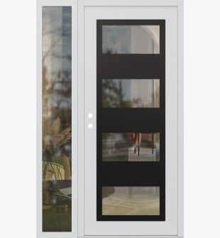 Diamond C2 48" x 80" white/white clear Glass Panel black RHI with Sidelite clear Glass