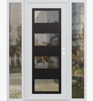 Diamond C2 68" x 80" white/white clear Glass Panel black LHI with 2 Sidelites clear Glass