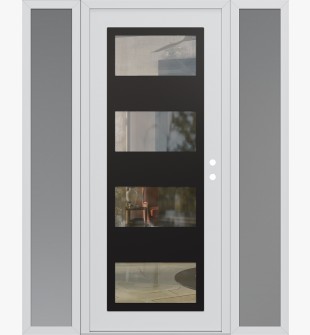 Diamond C2 64" x 80" white/white clear Glass Panel black LHI with 2 Sidelites frosted Glass