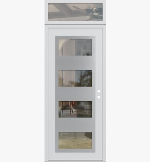 Diamond C2 36" x 96" white/white clear Glass Panel stainless steel LHI with Transom clear Glass