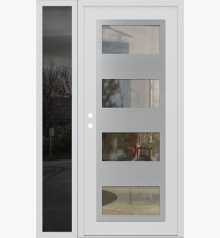 Diamond C2 50" x 80" white/white clear Glass Panel stainless steel RHI with Sidelite mirrored Glass