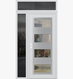 Diamond C2 48" x 96" white/white clear Glass Panel stainless steel RHI with Sidelite and Transom mirrored Glass