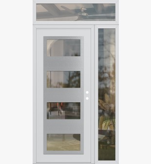 Diamond C2 48" x 96" white/white clear Glass Panel stainless steel LHI with Sidelite and Transom clear Glass