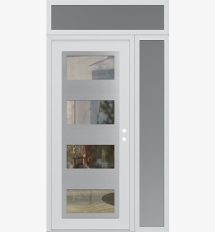Diamond C2 52" x 96" white/white clear Glass Panel stainless steel LHI with Sidelite and Transom frosted Glass