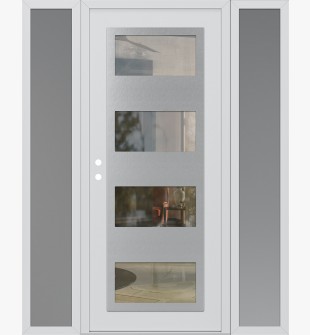 Diamond C2 68" x 80" white/white clear Glass Panel stainless steel RHI with 2 Sidelites frosted Glass