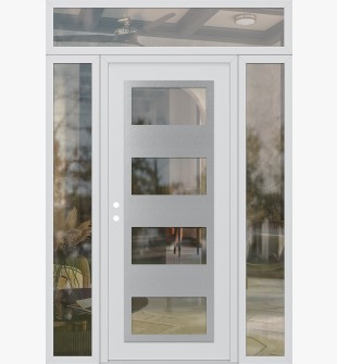Diamond C2 68" x 96" white/white clear Glass Panel stainless steel RHI with 2 Sidelites and Transom clear Glass