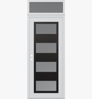 Diamond C2 36" x 96" white/white frosted Glass Panel black RHI with Transom frosted Glass