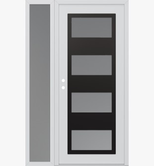 Diamond C2 48" x 80" white/white frosted Glass Panel black RHI with Sidelite frosted Glass