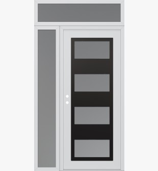 Diamond C2 52" x 96" white/white frosted Glass Panel black RHI with Sidelite and Transom frosted Glass