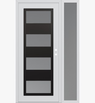 Diamond C2 48" x 80" white/white frosted Glass Panel black LHI with Sidelite frosted Glass