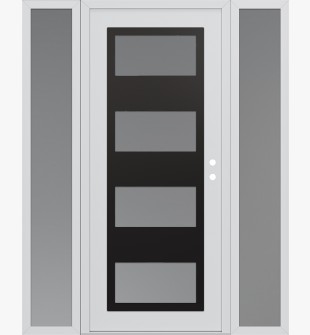 Diamond C2 68" x 80" white/white frosted Glass Panel black LHI with 2 Sidelites frosted Glass