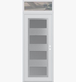 Diamond C2 36" x 96" white/white frosted Glass Panel stainless steel LHI with Transom clear Glass