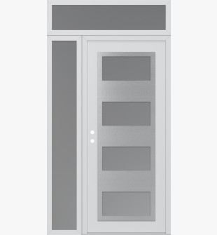 Diamond C2 50" x 96" white/white frosted Glass Panel stainless steel RHI with Sidelite and Transom frosted Glass