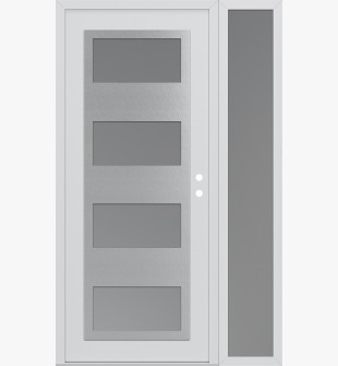 Diamond C2 48" x 80" white/white frosted Glass Panel stainless steel LHI with Sidelite frosted Glass
