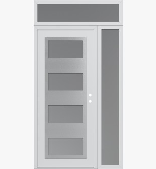 Diamond C2 50" x 96" white/white frosted Glass Panel stainless steel LHI with Sidelite and Transom frosted Glass