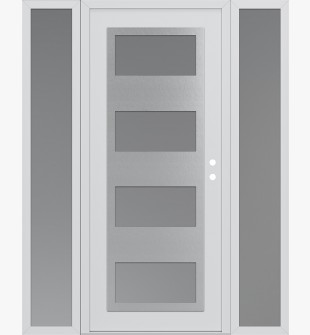 Diamond C2 68" x 80" white/white frosted Glass Panel stainless steel LHI with 2 Sidelites frosted Glass
