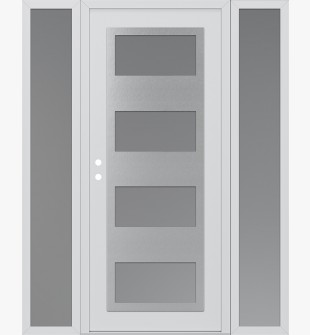 Diamond C2 68" x 80" white/white frosted Glass Panel stainless steel RHI with 2 Sidelites frosted Glass