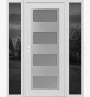 Diamond C2 68" x 80" white/white frosted Glass Panel stainless steel RHI with 2 Sidelites mirrored Glass