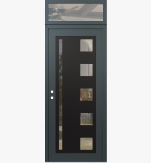 Diamond C3 36" x 96" anthracite/anthracite clear Glass Panel black RHI with Transom clear Glass