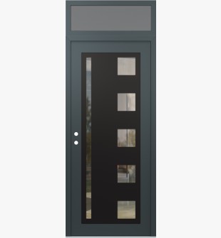 Diamond C3 36" x 96" anthracite/anthracite clear Glass Panel black RHI with Transom frosted Glass