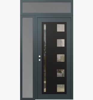 Diamond C3 52" x 96" anthracite/anthracite clear Glass Panel black RHI with Sidelite and Transom frosted Glass