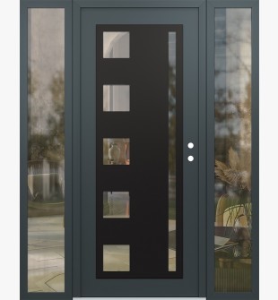 Diamond C3 68" x 80" anthracite/anthracite clear Glass Panel black LHI with 2 Sidelites clear Glass