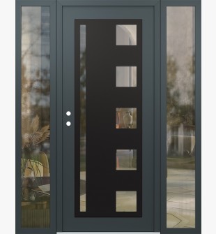 Diamond C3 68" x 80" anthracite/anthracite clear Glass Panel black RHI with 2 Sidelites clear Glass