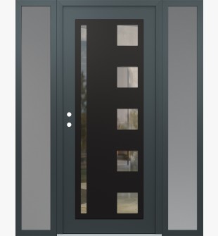 Diamond C3 60" x 80" anthracite/anthracite clear Glass Panel black RHI with 2 Sidelites frosted Glass