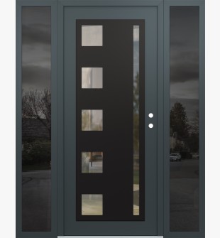 Diamond C3 68" x 80" anthracite/anthracite clear Glass Panel black LHI with 2 Sidelites mirrored Glass