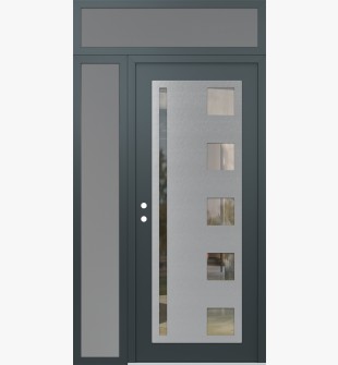 Diamond C3 50" x 96" anthracite/anthracite clear Glass Panel stainless steel RHI with Sidelite and Transom frosted Glass