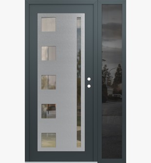 Diamond C3 52" x 80" anthracite/anthracite clear Glass Panel stainless steel LHI with Sidelite mirrored Glass