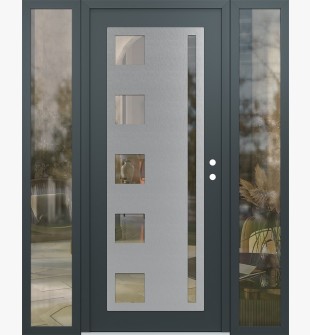 Diamond C3 68" x 80" anthracite/anthracite clear Glass Panel stainless steel LHI with 2 Sidelites clear Glass