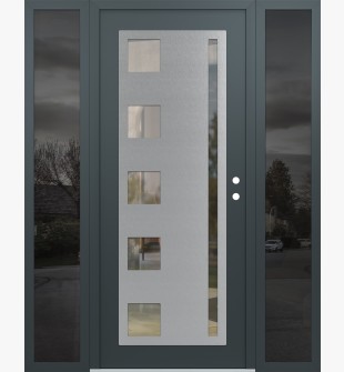 Diamond C3 68" x 80" anthracite/anthracite clear Glass Panel stainless steel LHI with 2 Sidelites mirrored Glass