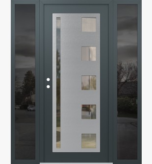 Diamond C3 60" x 80" anthracite/anthracite clear Glass Panel stainless steel RHI with 2 Sidelites mirrored Glass