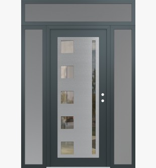 Diamond C3 60" x 96" anthracite/anthracite clear Glass Panel stainless steel LHI with 2 Sidelites and Transom frosted Glass