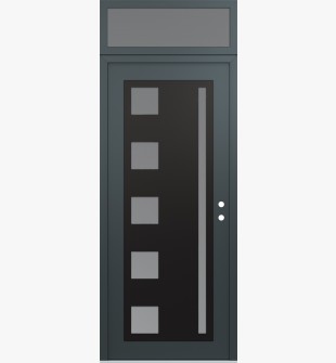 Diamond C3 36" x 96" anthracite/anthracite frosted Glass Panel black LHI with Transom frosted Glass