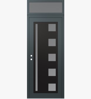 Diamond C3 36" x 96" anthracite/anthracite frosted Glass Panel black RHI with Transom frosted Glass