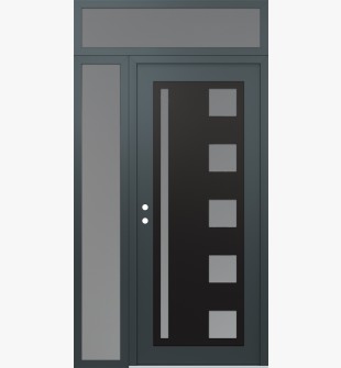 Diamond C3 48" x 96" anthracite/anthracite frosted Glass Panel black RHI with Sidelite and Transom frosted Glass