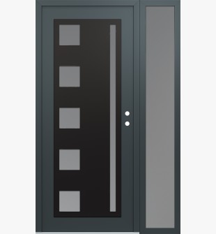 Diamond C3 48" x 80" anthracite/anthracite frosted Glass Panel black LHI with Sidelite frosted Glass